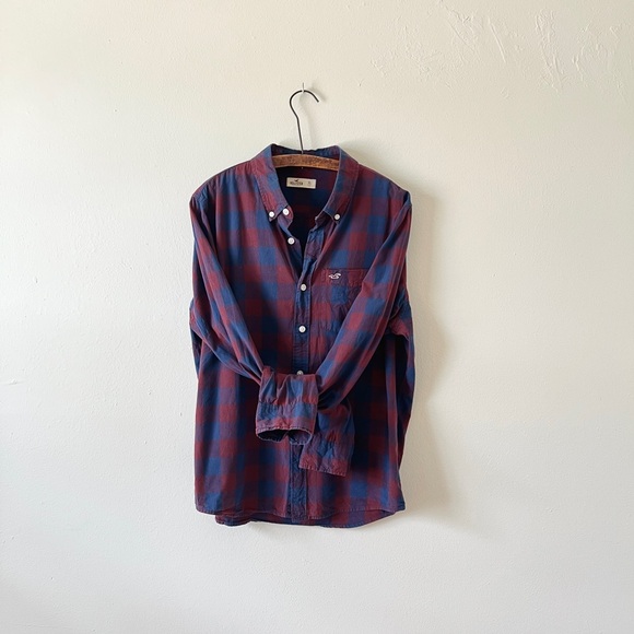 Hollister Other - Blueberry & Raspberry Check Hollister XL Long Sleeve 100% Cotton Casual Shirt